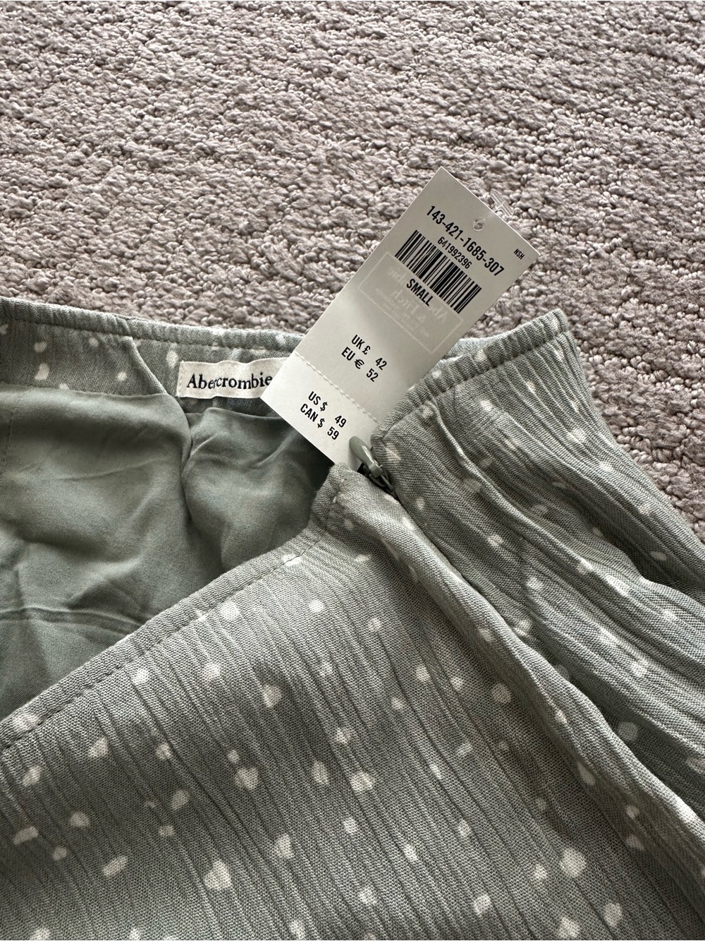 Abercrombie & Fitch Sage Green Dot Ruffle Mini Skirt - Picture 3 of 3